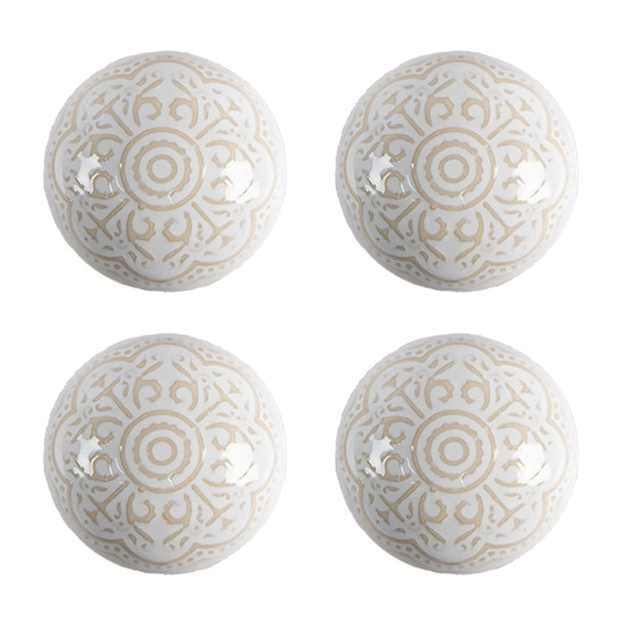 Clayre & Eef Deurknop Set van 4 Ø 4 cm Beige Keramiek