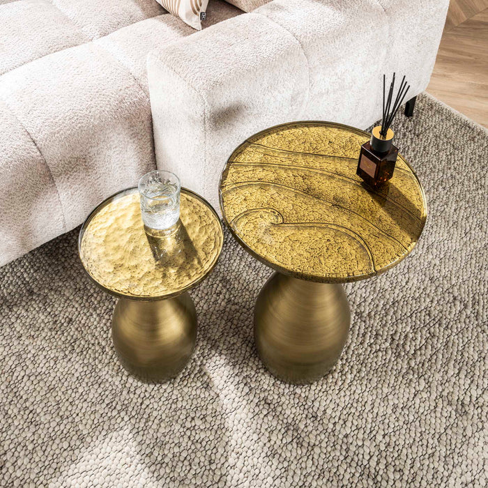 Giga Meubel - Bijzettafel Goud Metaal|Glas - 40x40x60cm - Eclipse