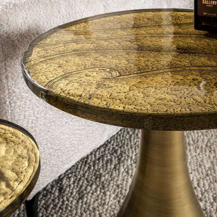 Giga Meubel - Bijzettafel Goud Metaal|Glas - 40x40x60cm - Eclipse