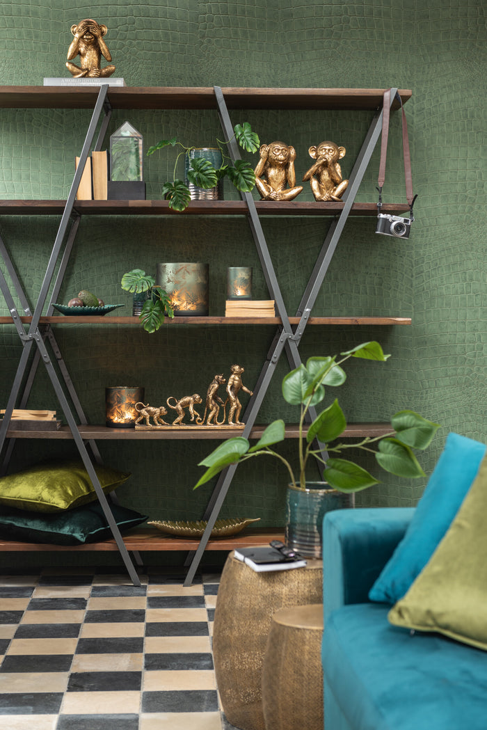 J-Line figuur Aap Horen|Zien|Zwijgen- polyresin - antiek goud - 3 stuks