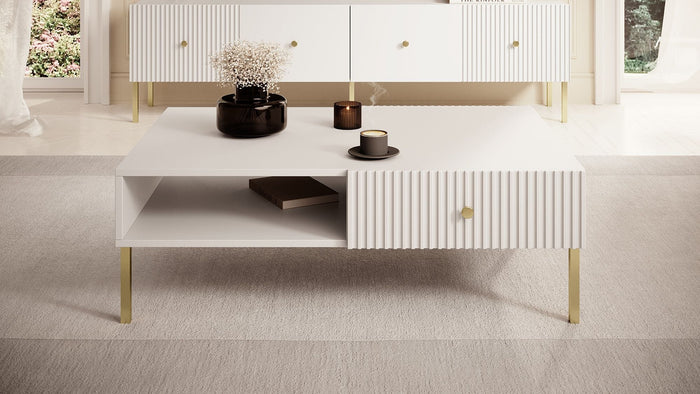 Meubella - Salontafel Vermont - Wit - 102 cm