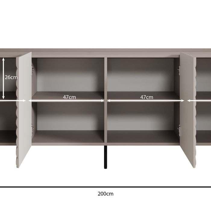 Meubella - Dressoir Laguna - Beige - 200 cm