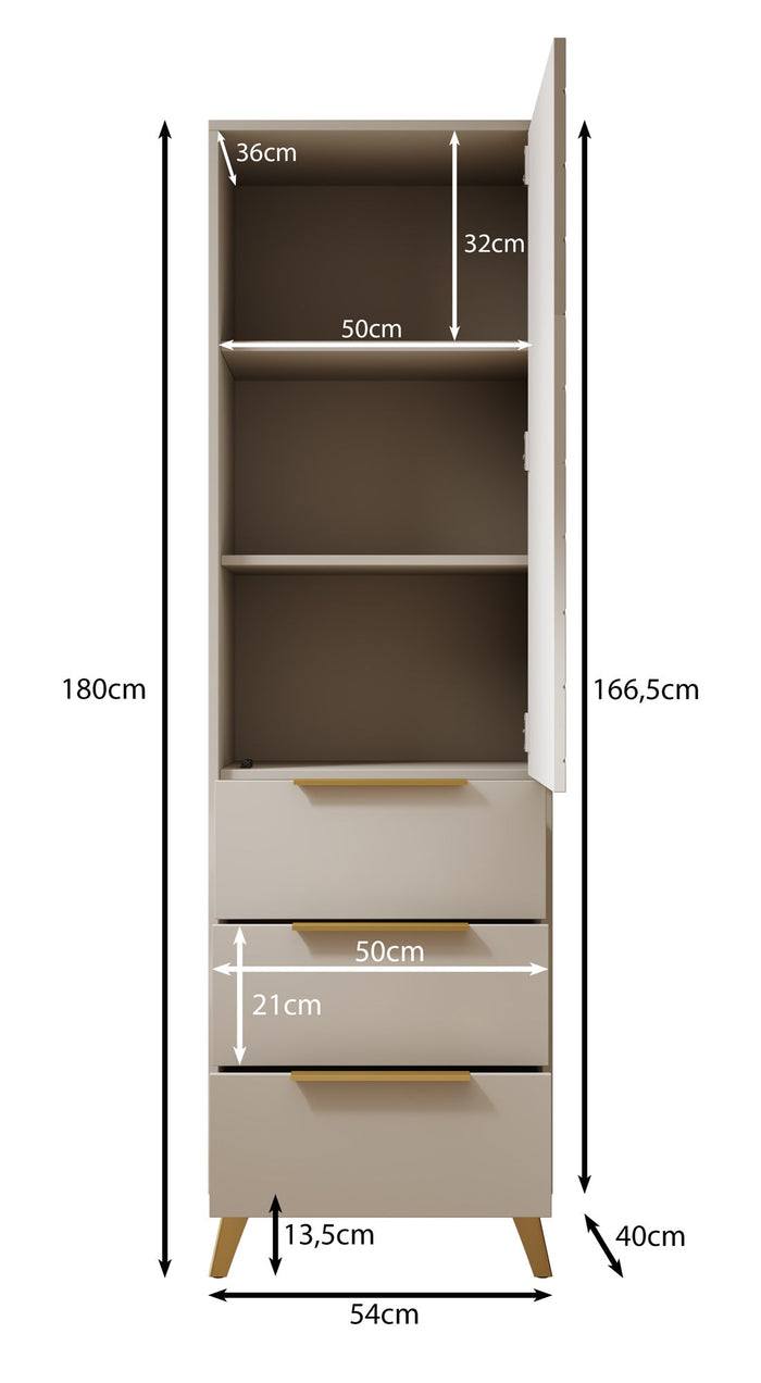 Meubella - Kledingkast Xiano - Beige - 53 cm