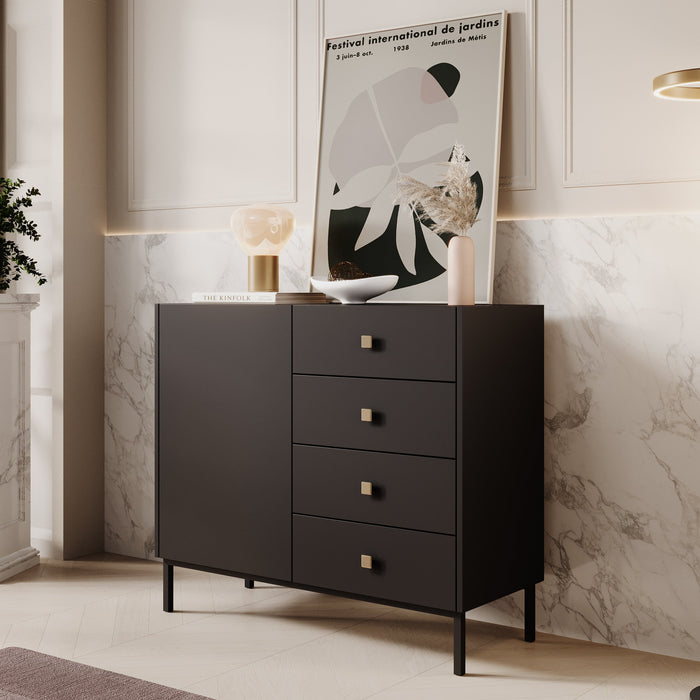 Meubella - Dressoir Norment - Zwart - 100 cm