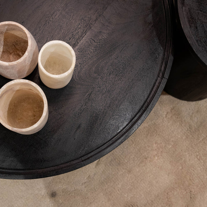 Atmooz Sirius Salontafel Set van 2 - Ø60|80 cm - Zwart Mangohout