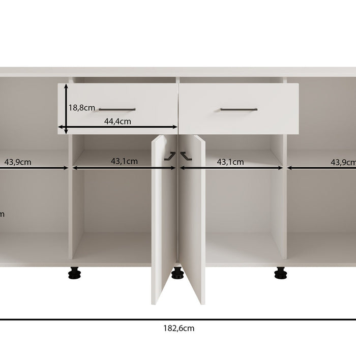 Meubella - Dressoir Vidor - Wit - 183 cm