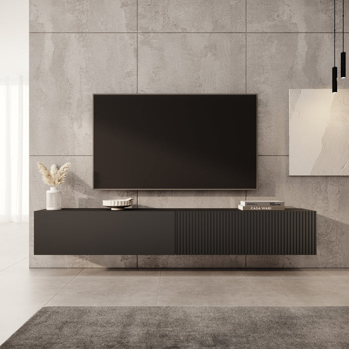 Meubella - TV-Meubel Caius - Zwart - 200 cm