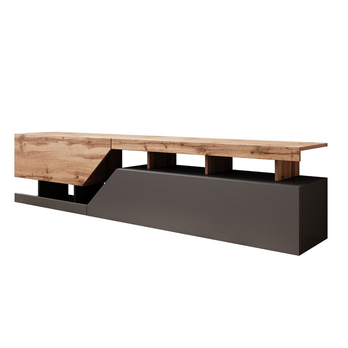 Meubella - TV-Meubel Canberra - Eiken - Antraciet - 200 cm