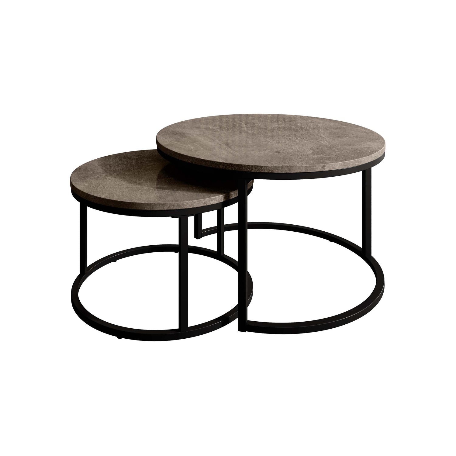 Meubella - Salontafel Rica - Zwart marmerlook - Set van 2