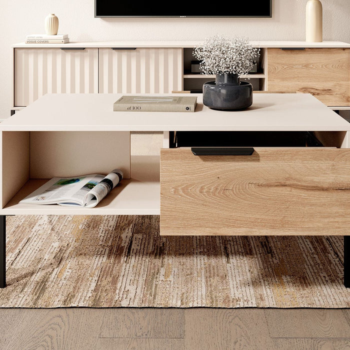 Meubella - Salontafel Ramirez - Beige - Eiken - 97 cm