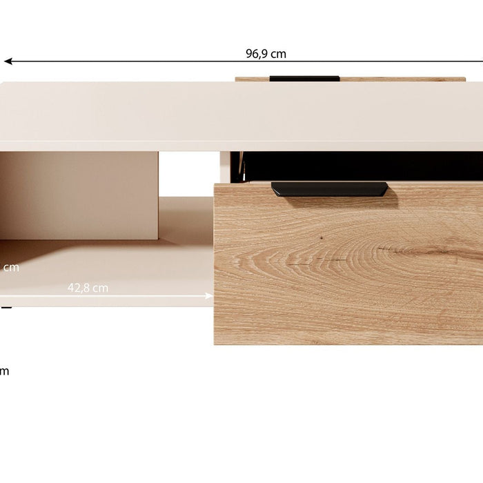 Meubella - Salontafel Ramirez - Beige - Eiken - 97 cm