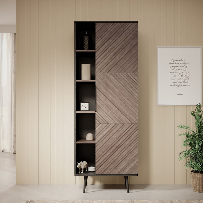 Meubella - Boekenkast Pedro - Donker eiken - Zwart eiken - 70 cm