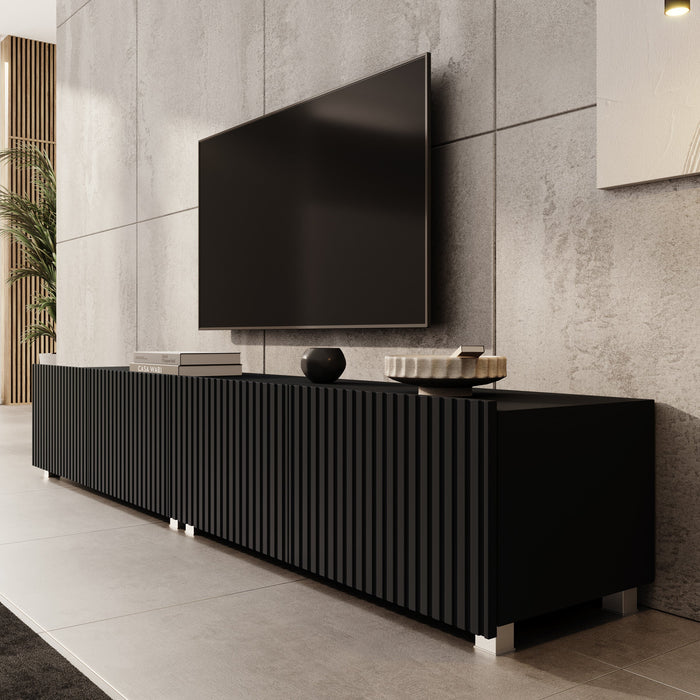 Meubella - TV-Meubel Kenderes - Zwart - 200 cm