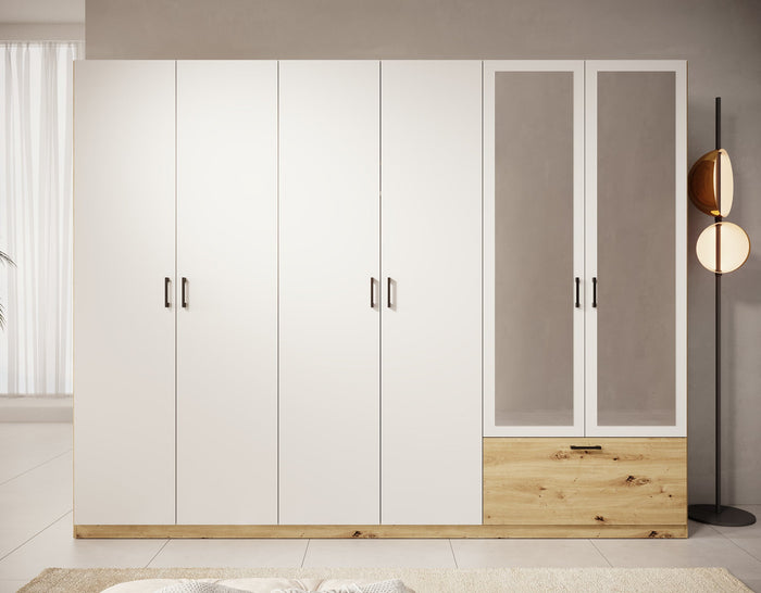 Meubella - Kledingkast Audrey - Wit - 270 cm - Met spiegel