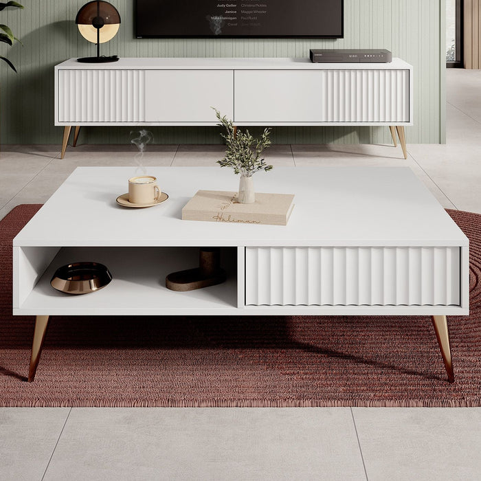 Meubella - Salontafel Winq - Wit - 102 cm
