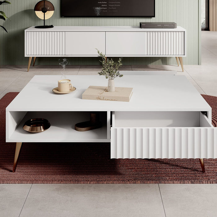 Meubella - Salontafel Winq - Wit - 102 cm