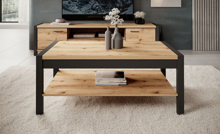 Meubella - Salontafel Acapulco - Eiken - Zwart - 120 cm