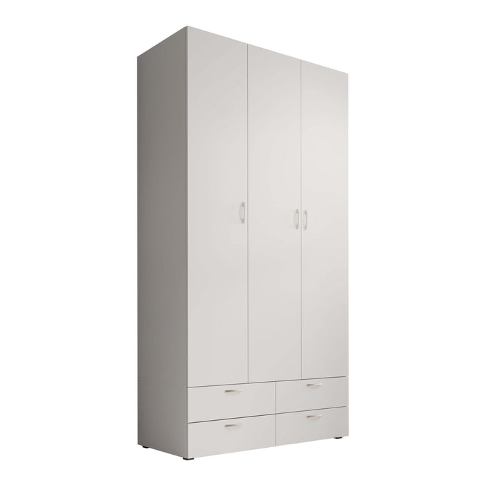 Meubella - Kledingkast Bernd - Wit - 111 cm - Met lades