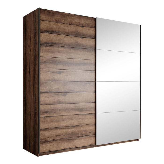 Meubella - Kledingkast Brown - Eiken - 180 cm - Met spiegel