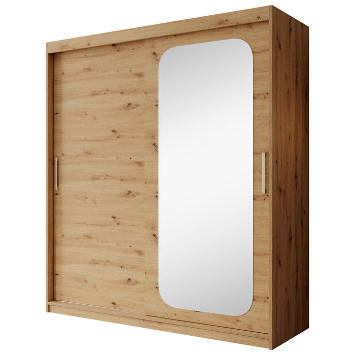 Meubella - Kledingkast Pete - Eiken - 180 cm - Met spiegel