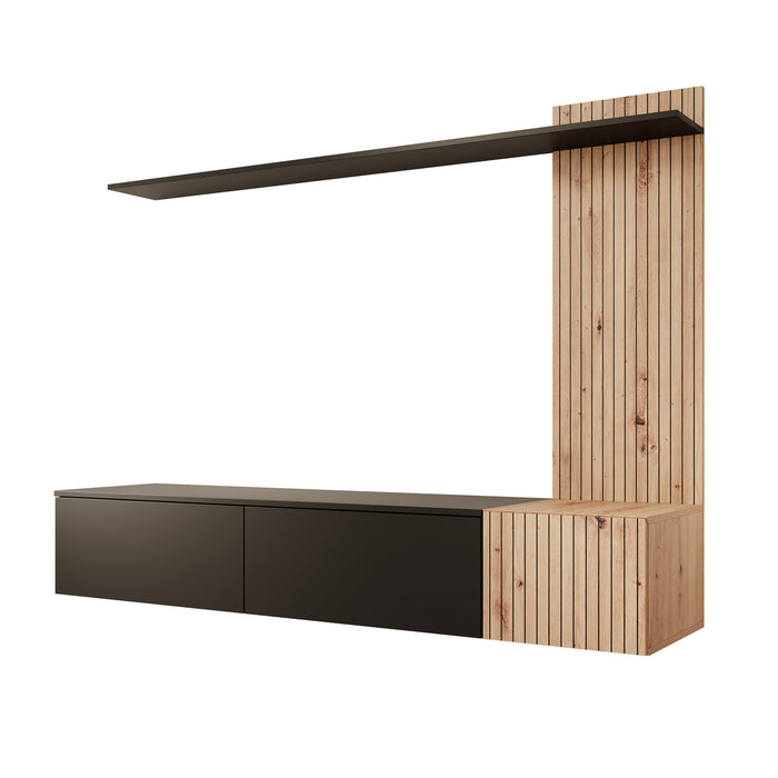 Meubella - Wandmeubel Segundo - Zwart - 180 cm