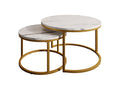Meubella - Salontafel Rica - Wit marmerlook - Goud - Set van 2
