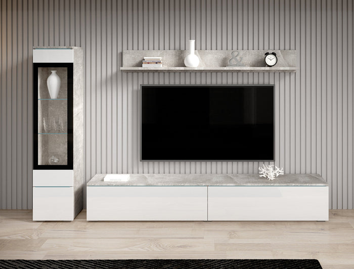 Meubella - Wandmeubel Verity - Wit - Betonlook