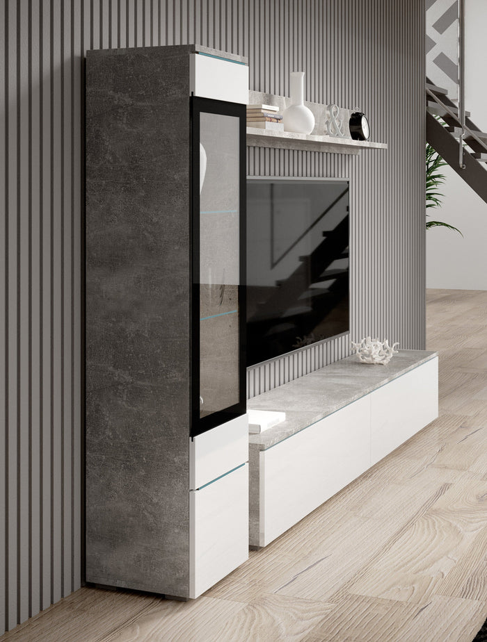 Meubella - Wandmeubel Verity - Wit - Betonlook