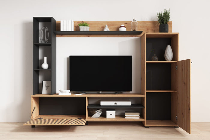 Meubella - Wandmeubel Ronald - Eiken - 208 cm