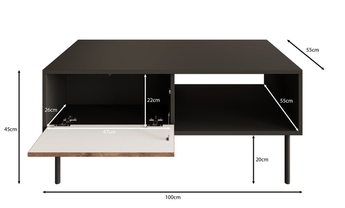 Meubella - Salontafel Cordoba - Zwart - 100 cm