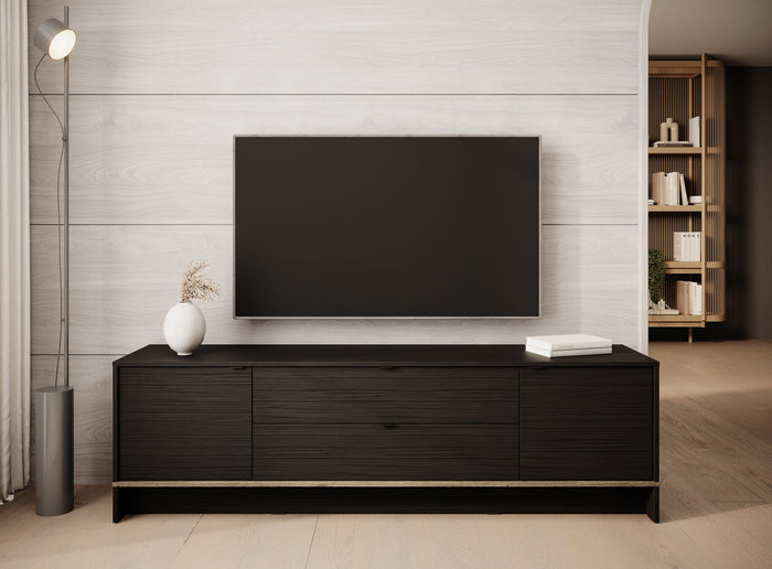 Meubella - TV-Meubel Lennard - Zwart eiken - 183 cm