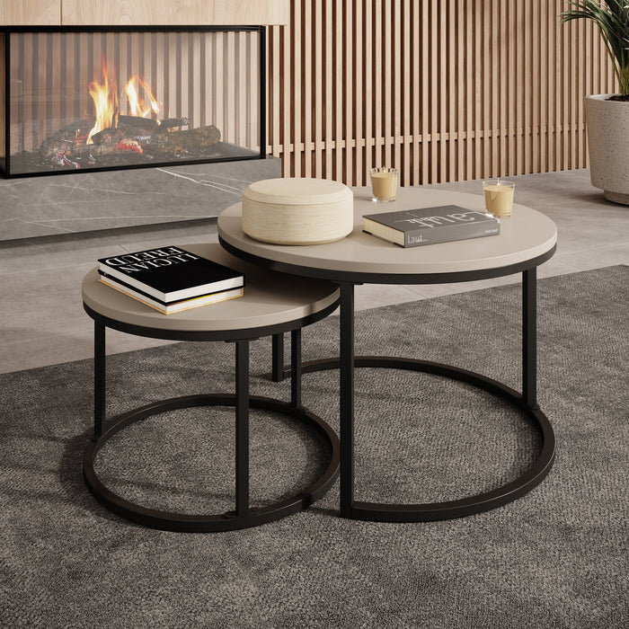 Meubella - Salontafel Ovalo - Beige - set van 2