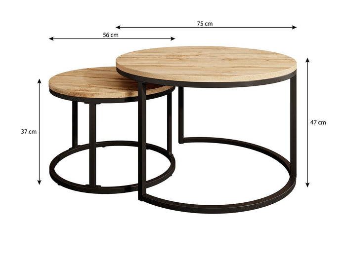 Meubella - Salontafel Ovalo - Beige - set van 2