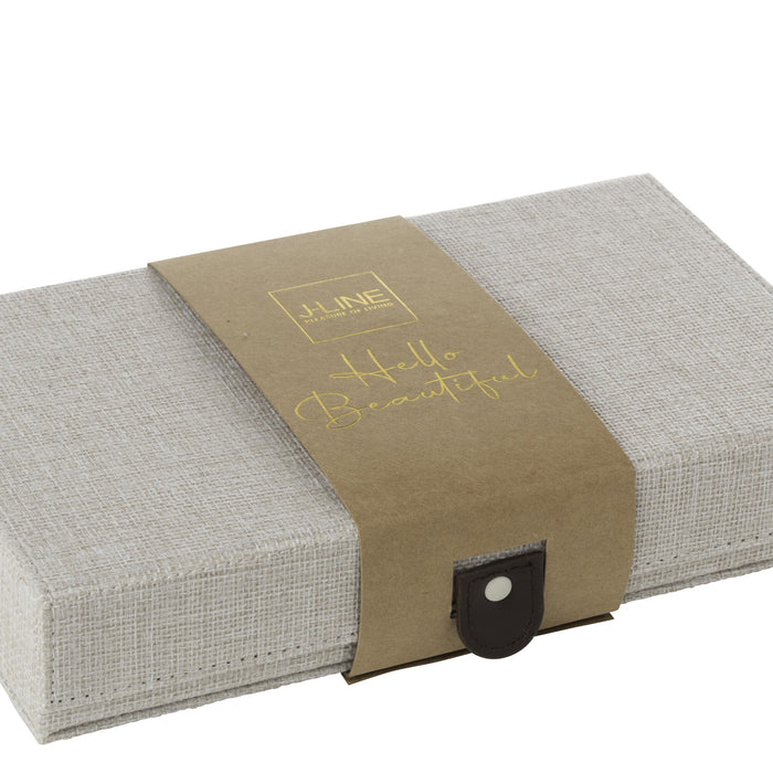 J-Line Juwelendoos Rechthoek Polyester Grijs