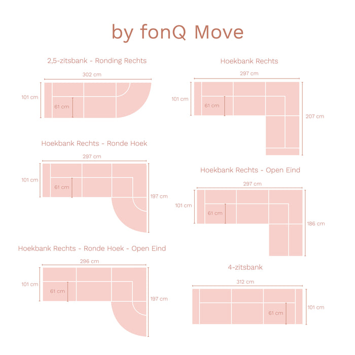 by fonQ Move 2,5-zitsbank - Ronding Rechts - Zand