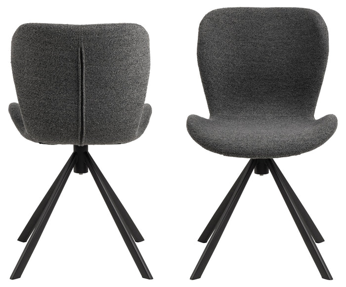 Giga Living - Eetkamerstoel Draaibaar - Antraciet - Zitdiepte 40cm - Set van 2