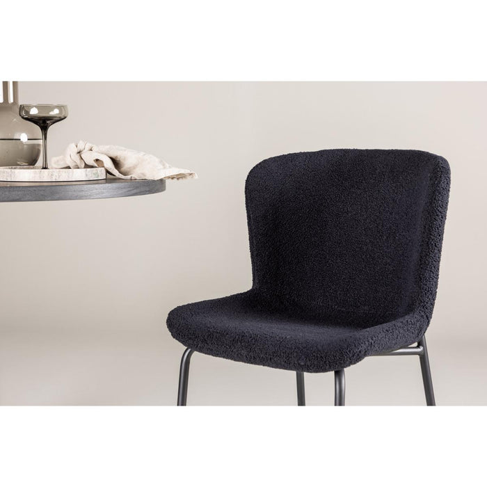 Svea - Miko eetkamerstoel - teddy - zwart