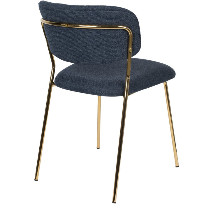 Puur - Viken eetkamerstoel stof donkerblauw - goud onderstel