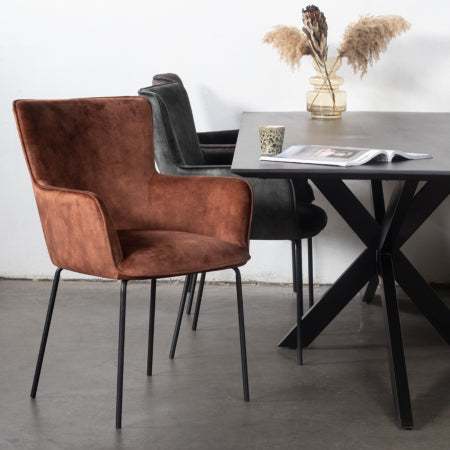 Eetkamerstoel Velvet Brick - Zithoogte 52cm - Stoel Lex - Giga Meubel
