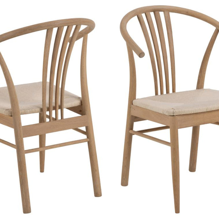 Hjem Interiors Saga Eetkamerstoel Blank Eiken|Gebroken Wit set van 2