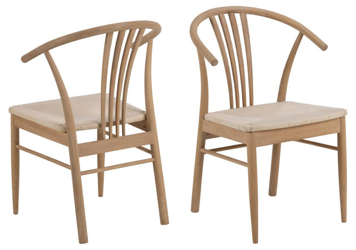 Hjem Interiors Saga Eetkamerstoel Blank Eiken|Gebroken Wit set van 2