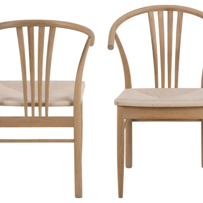 Hjem Interiors Saga Eetkamerstoel Blank Eiken|Gebroken Wit set van 2