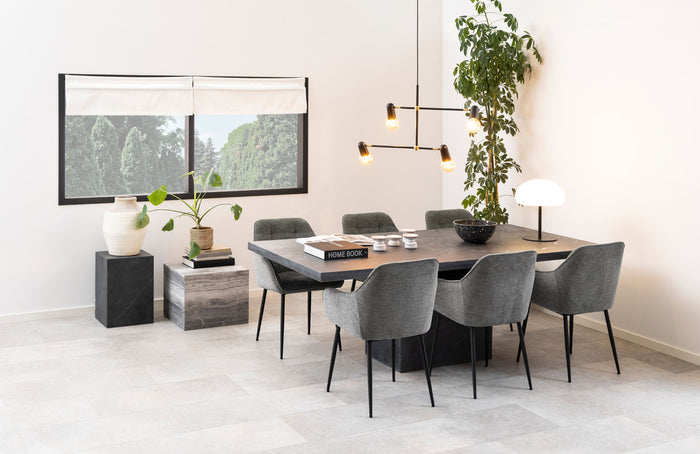 Giga Living - Eetkamerstoel - Antraciet - Stof - Zithoogte 47cm - Zion - Set van 2