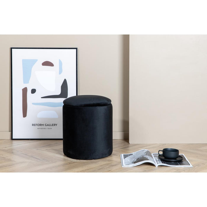 Svea - Zara poef - velvet - zwart