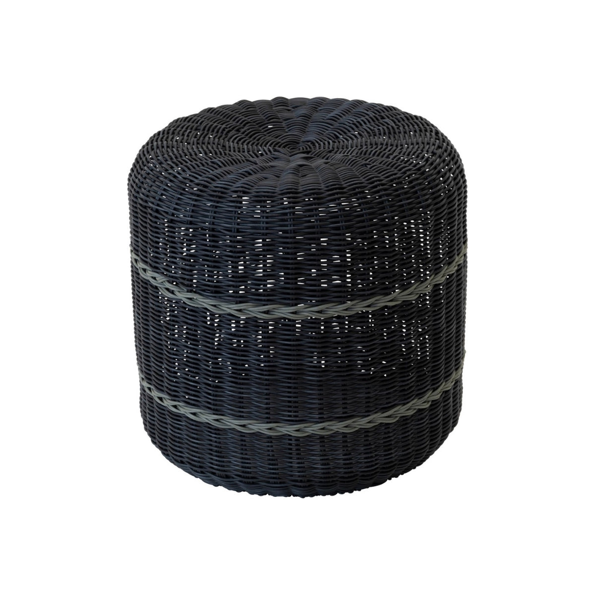 Lesli Living Saigon poef wicker ø41x40cm - zwart