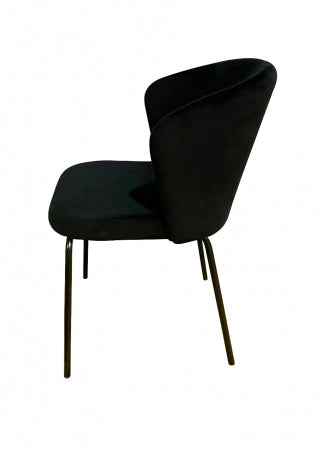 Giga Meubel - Stoel Velvet Zwart - Zwart Metaal - Schelp - Mendy  - Set van 2