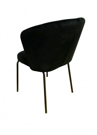 Giga Meubel - Stoel Velvet Zwart - Zwart Metaal - Schelp - Mendy  - Set van 2