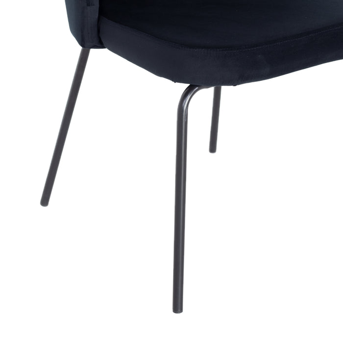 Giga Meubel - Stoel Velvet Zwart - Zwart Metaal - Schelp - Mendy  - Set van 2