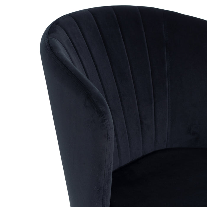 Giga Meubel - Stoel Velvet Zwart - Zwart Metaal - Schelp - Mendy  - Set van 2