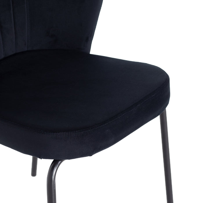Giga Meubel - Stoel Velvet Zwart - Zwart Metaal - Schelp - Mendy  - Set van 2